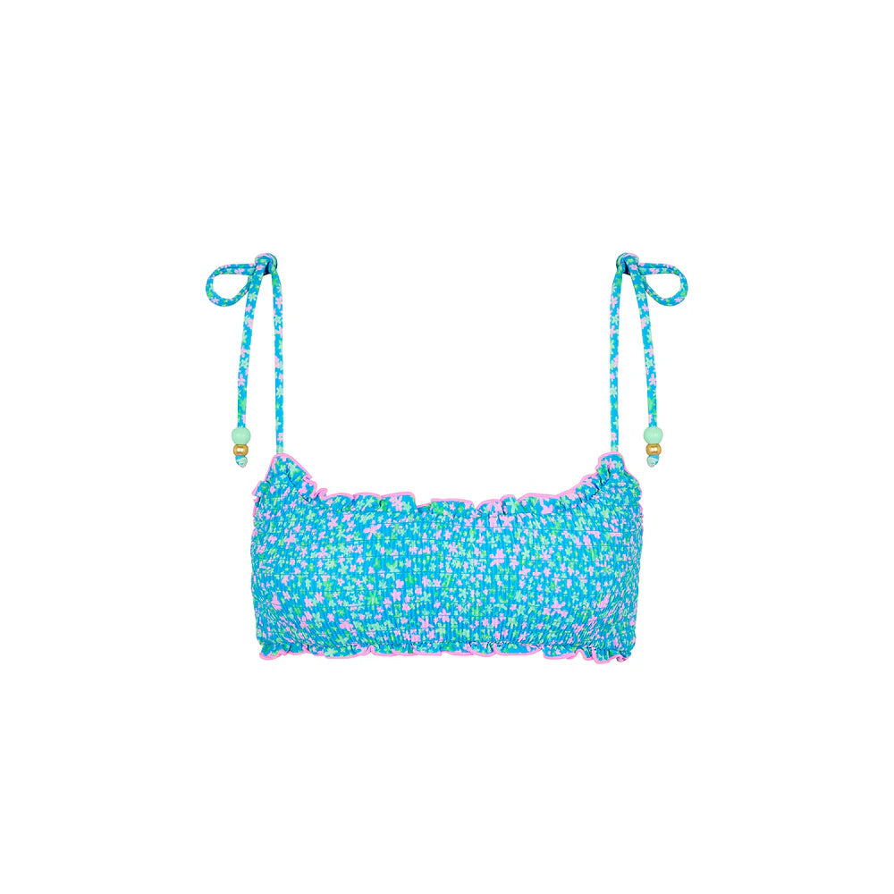 LORSEA  Shirred Crop Tie Bikini Top